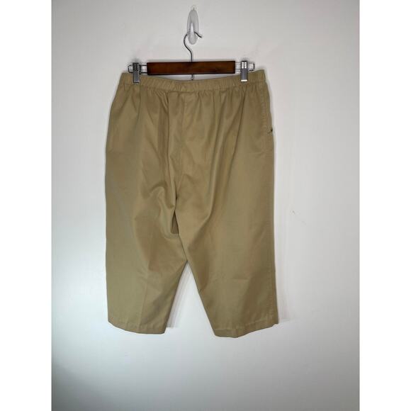 Kim Rogers khaki cropped capri gauchos pants women's petite 14 light weight - Picture 4 of 14